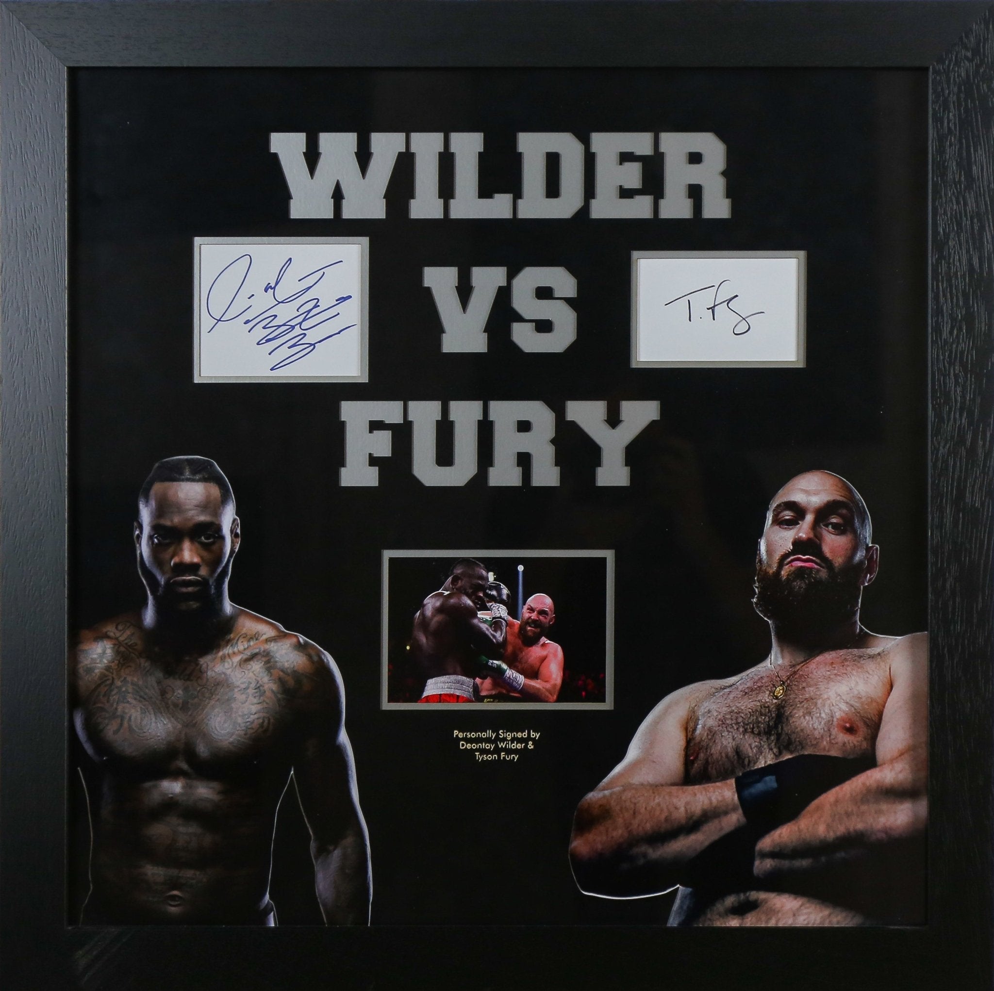 Deontay Wilder and Tyson Fury Signed White card Framed Display - Memorabilia Framers Shop
